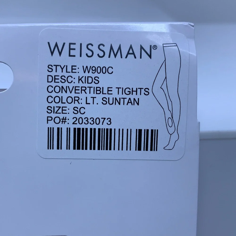 Weissman Kids SC Lt. Suntan W900C Convertible Dance Tights NWT